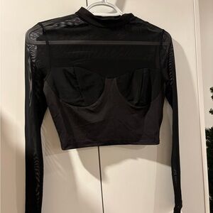 Elegant Black Sheer Long Sleeve Top